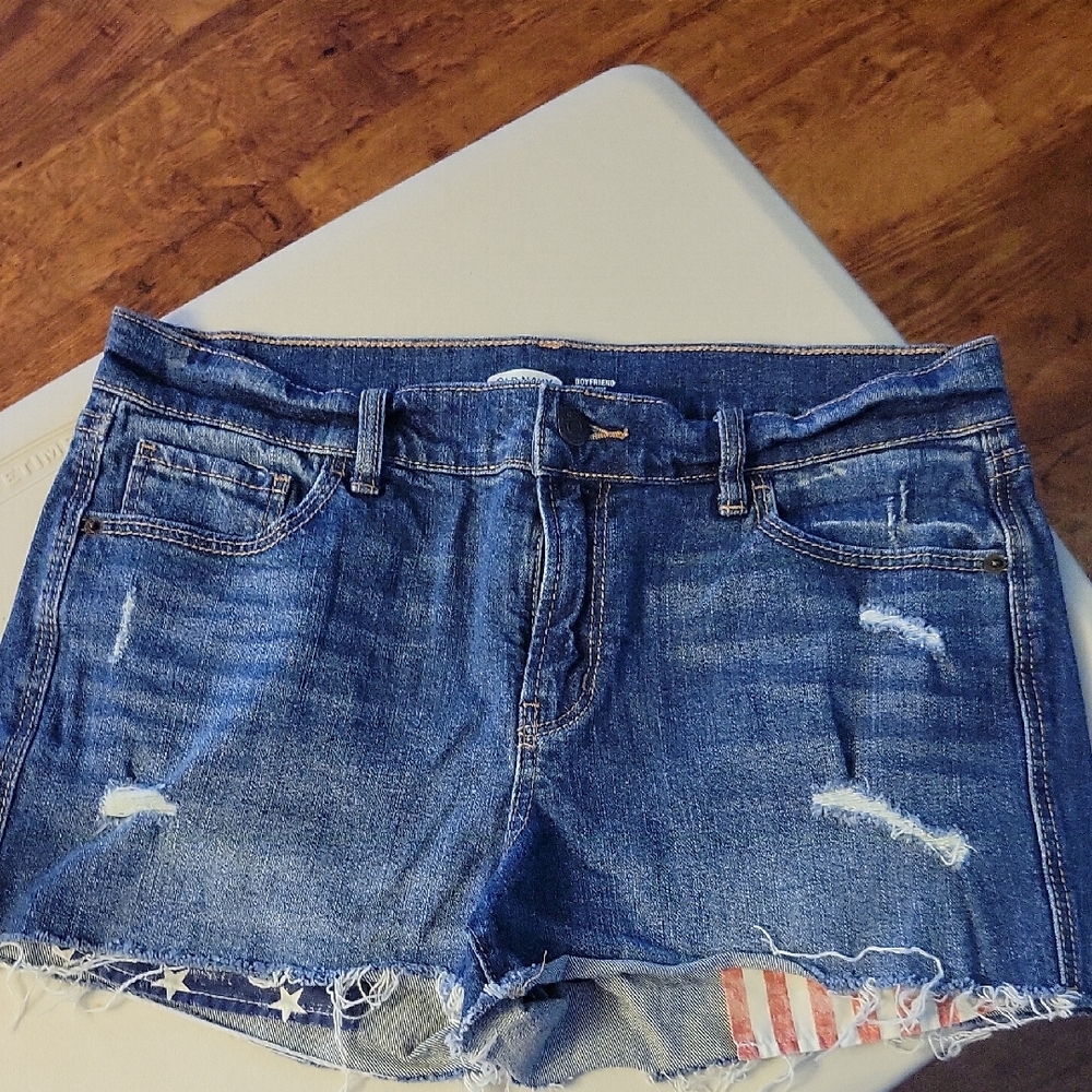 Old Navy Blue Jean Shorts Distressed Cut-Off Style